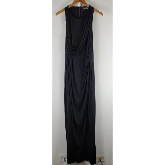 Jill Stuart Vintage 90s Semi Sheer Ruched Draped Side Slit Sleeveless Maxi  Dress